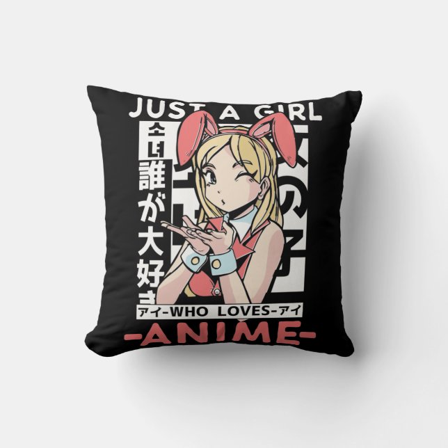 Anime Girl Otaku Teen Japanese Comic Fan Throw Pillow (Front)