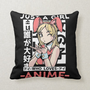 Anime Girl Otaku Teen Japanese Comic Fan Throw Pillow