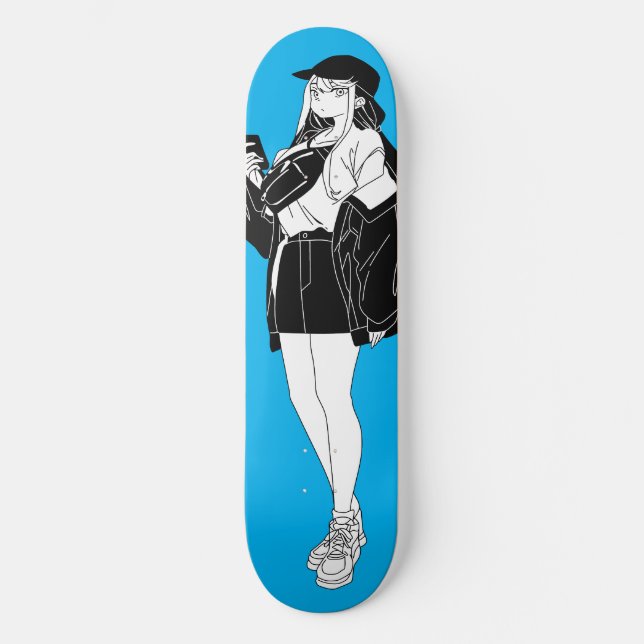 Anime Girl Out On Town Skateboard Deck (Front)