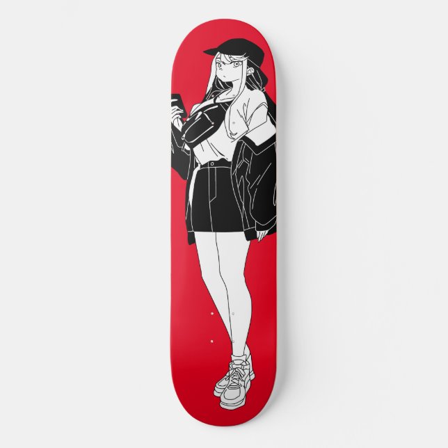 Anime Girl Out On Town Skateboard Deck (Front)