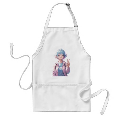 Anime girl peace sign design adult apron