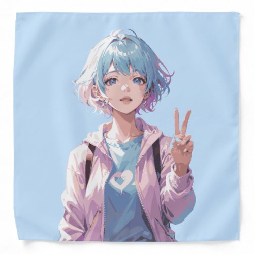 Anime girl peace sign design bandana