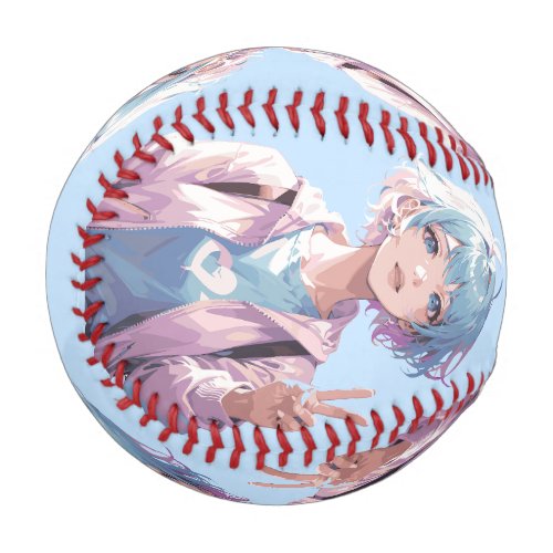 Anime girl peace sign design baseball