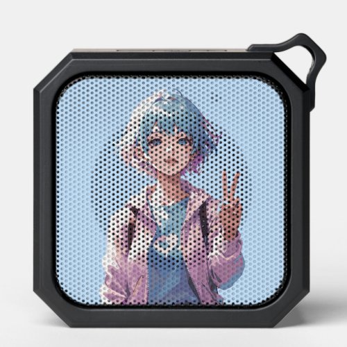 Anime girl peace sign design bluetooth speaker