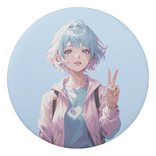 Anime girl peace sign design eraser
