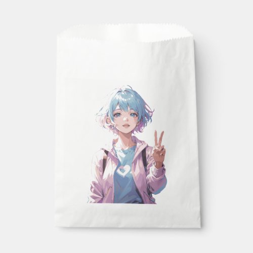 Anime girl peace sign design favor bag