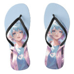 Anime girl peace sign design flip flops