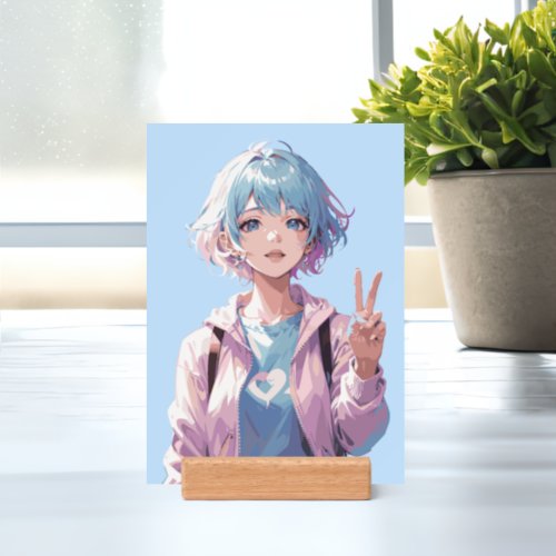 Anime girl peace sign design holder
