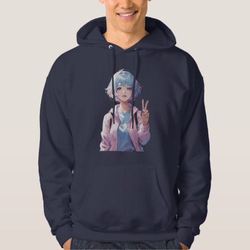 Anime girl peace sign design hoodie