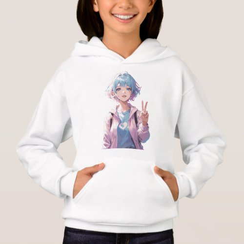 Anime girl peace sign design hoodie