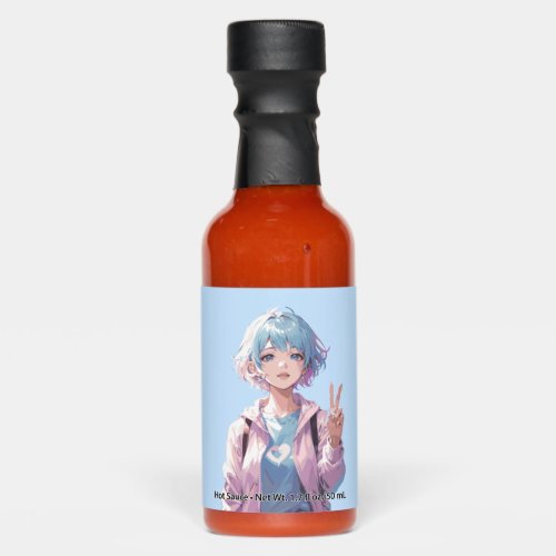 Anime girl peace sign design hot sauces