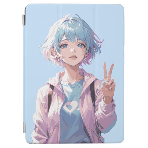 Anime girl peace sign design iPad air cover