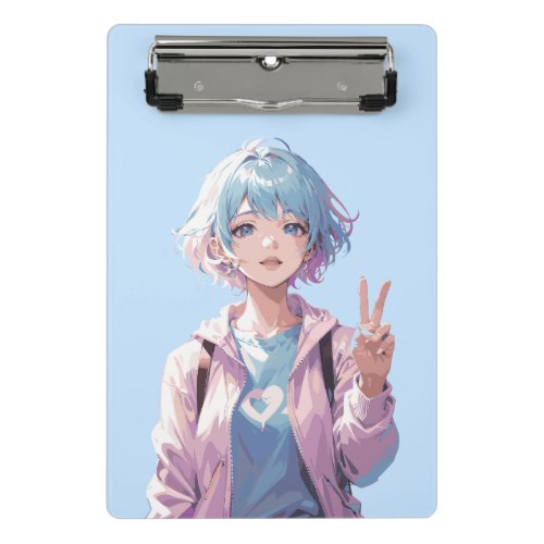 Anime girl peace sign design mini clipboard