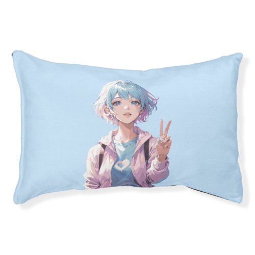 Anime girl peace sign design pet bed
