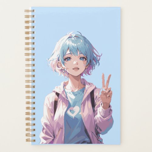 Anime girl peace sign design planner