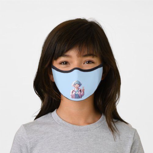 Anime girl peace sign design premium face mask