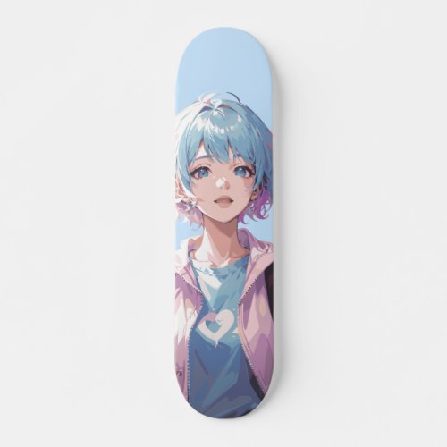 Anime girl peace sign design skateboard