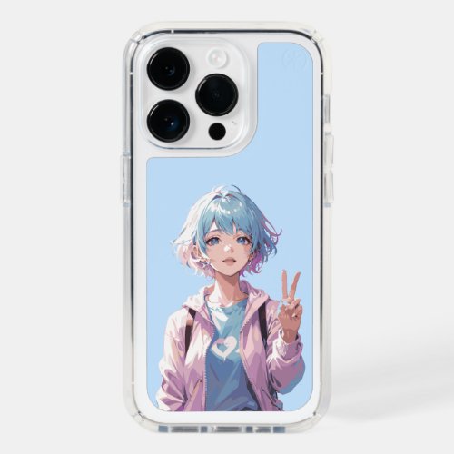 Anime girl peace sign design speck iPhone 14 pro case