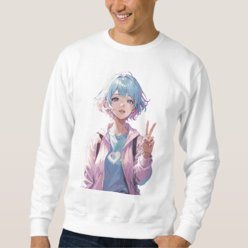 Anime girl peace sign design sweatshirt