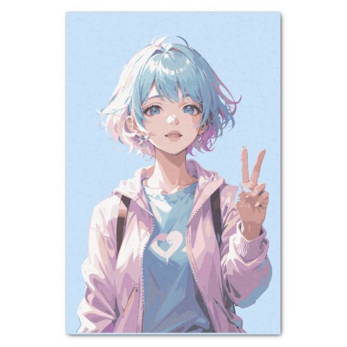 Anime girl peace sign design tissue paper
