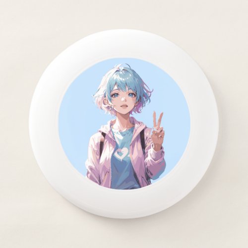 Anime girl peace sign design Wham_O frisbee