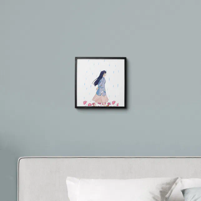 anime girl peel and stick photo tile | Zazzle