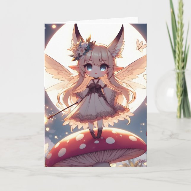 Anime Girl Pixie Hippie Moon Fairy Card (Front)