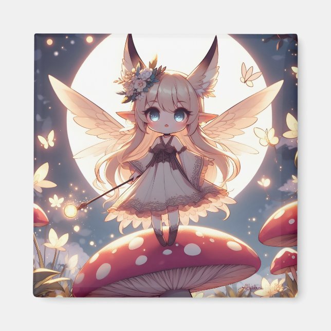 Anime Girl Pixie Hippie Moon Fairy Magnet (Front)
