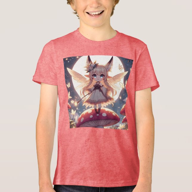 Anime Girl Pixie Hippie Moon Fairy Tri-Blend Shirt (Front)