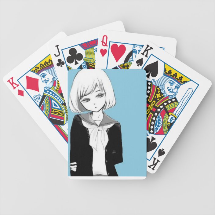 Anime Girl Playing Cards Zazzle Com