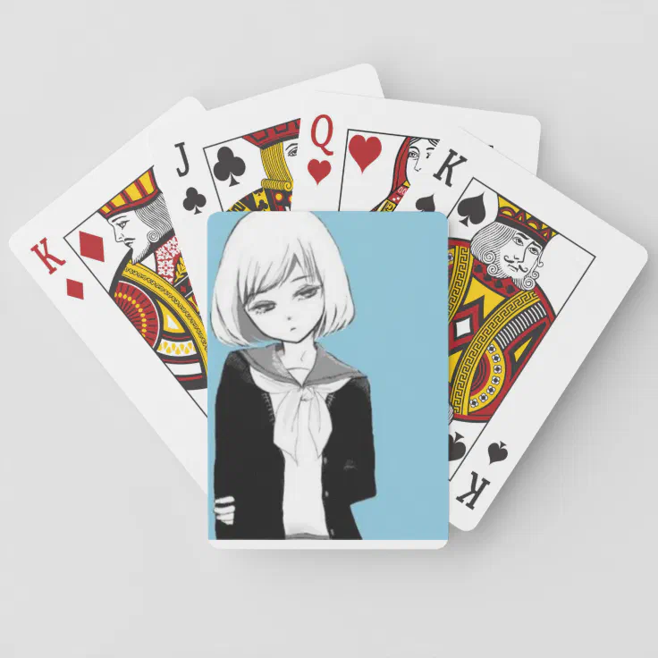 Anime girl Playing cards | Zazzle