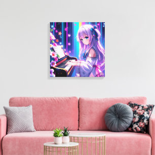 Anime Girl Playing Piano Canvas Print