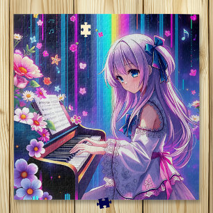 Anime Girl Playing Piano Jigsaw Puzzle