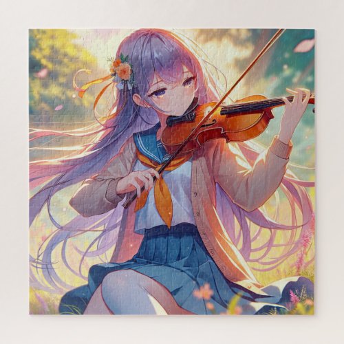 Anime Girl Playing the Violin Jigsaw Puzzle