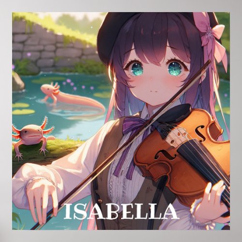 Anime Girl Playing the Violin Personalized Poster