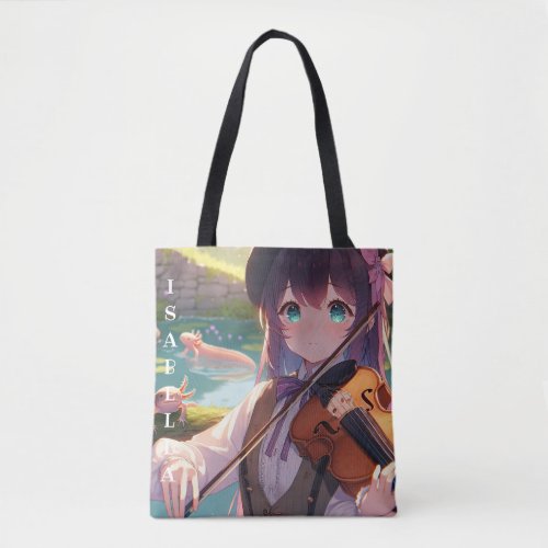 Anime Girl Playing the Violin Personalized Tote Bag