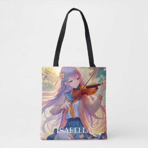 Anime Girl Playing the Violin Personalized Tote Bag