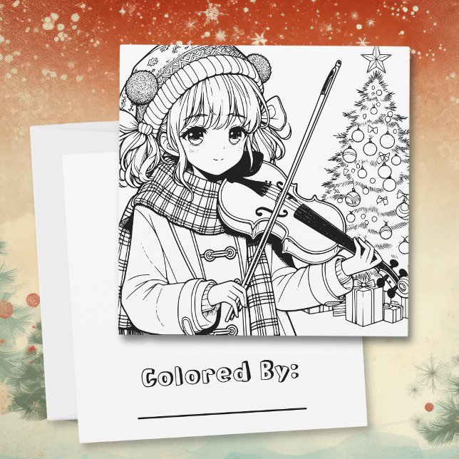 Anime Girl Playing Viola  Christmas Coloring Page (Creator Uploaded)