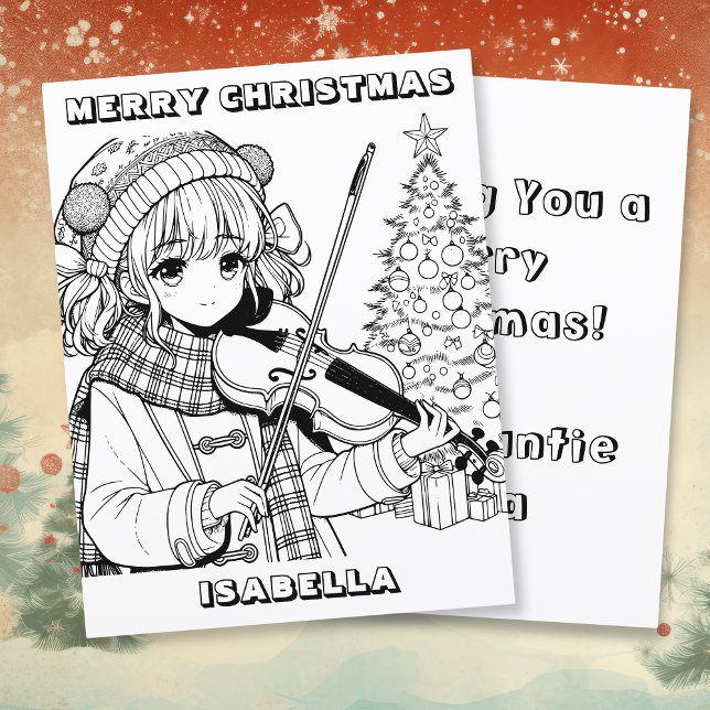 Anime Girl Playing Viola  Christmas Coloring Page (Creator Uploaded)