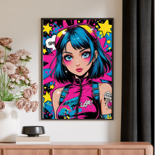Anime Girl Poster–Modern Pop Art Style Wall Deco P Poster