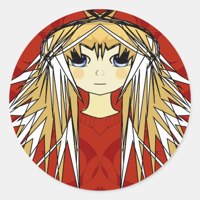 Anime Girl Power Classic Round Sticker (Front)