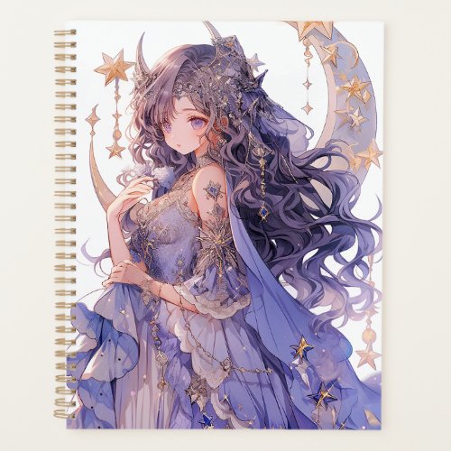 Anime Girl Purple Moon Princess Fantasy Art Planner
