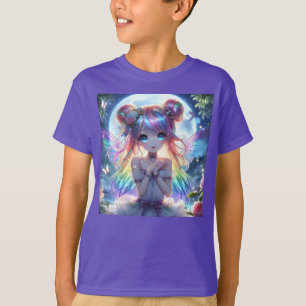 Anime Girl Rainbow Hair Singing Moon Fairy T-Shirt