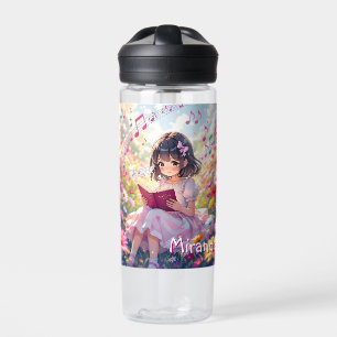 Anime Girl Reading Personalized Water Bottle