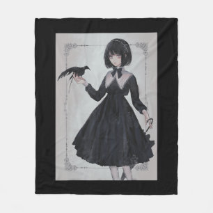 Anime Girl Sad Retro Aesthetic Japanese Otaku Fleece Blanket