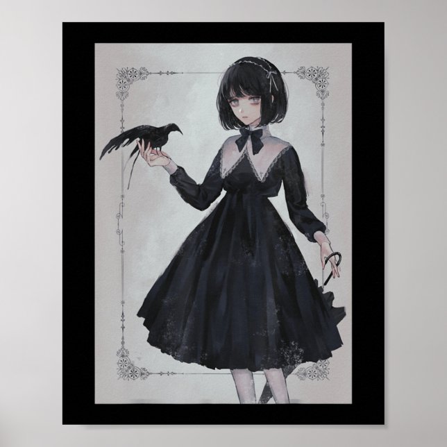 Anime Girl Sad Retro Aesthetic Japanese Otaku  Poster (Front)