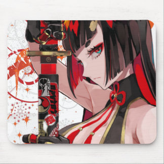 Anime girl Samurai Mouse Pad