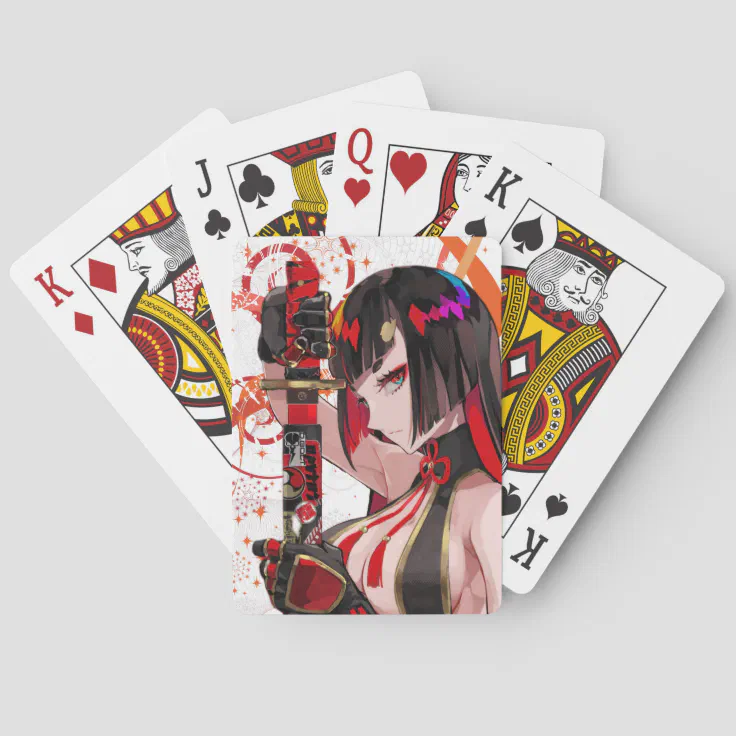 Anime girl Samurai Playing Cards | Zazzle Anime girl Samurai Playing Cards | Zazzle