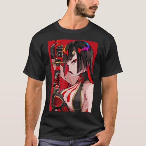 Anime Girl Samurai Waifu Japanese Aesthetic Otaku T_Shirt