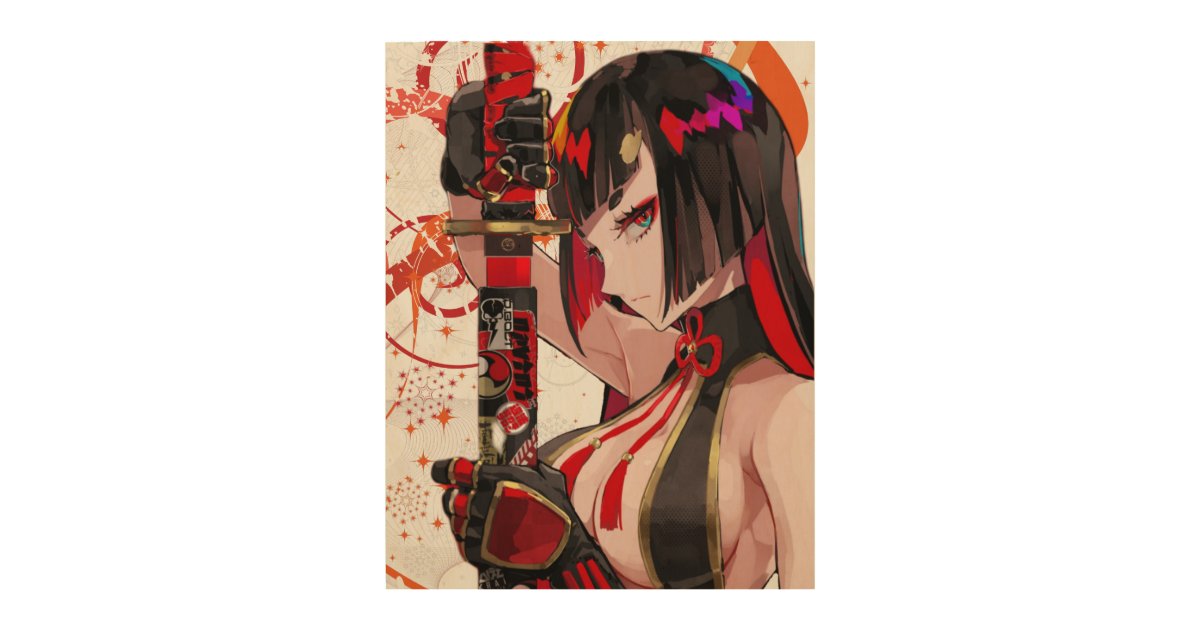 Anime girl Samurai Wood Wall Art | Zazzle Anime girl Samurai Wood Wall Art | Zazzle